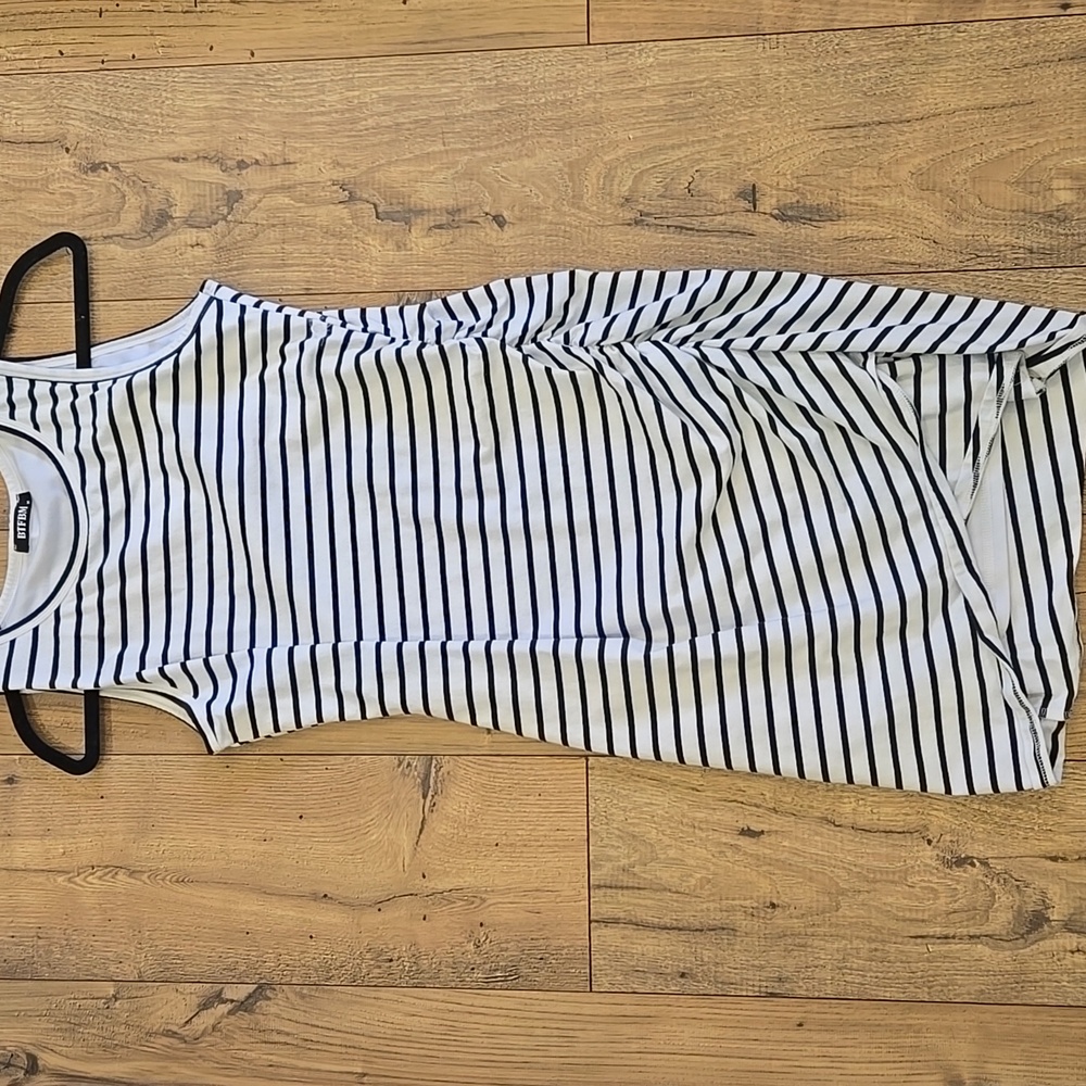 Striped BTFBM Women 2025 Summer Sleeveless Tank Dresses Crew Neck Slim Fit Short